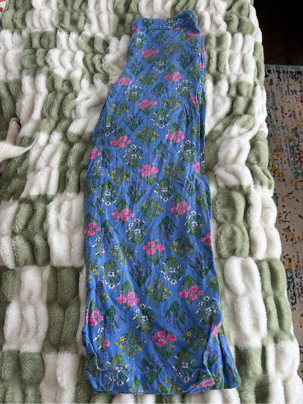 LOFT Bright Blue Floral Flowy Pant